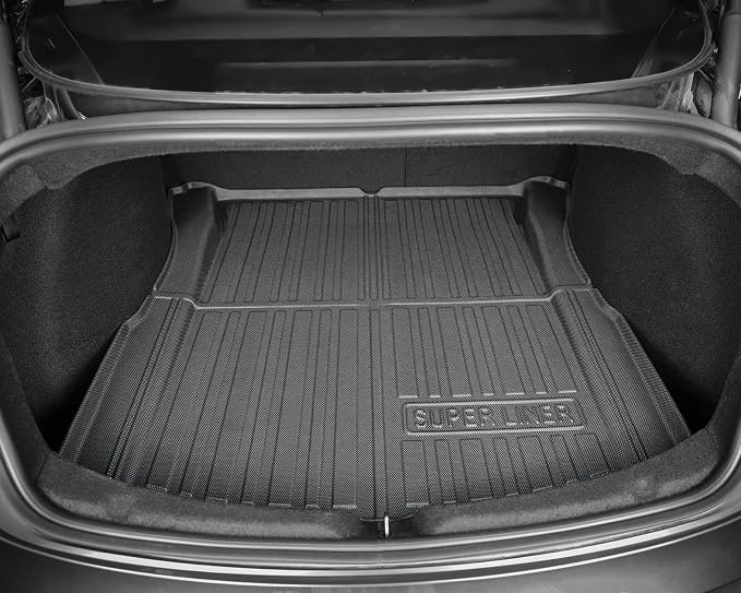 SUPER LINER Tesla Model 3 Floor Mats 2025 2026 2024 | Custom Fit All-Weather 8-Piece Set TPE Material | Tesla Model 3 Highland Floor Mats&Seatback Mats&Cargo Liner, Trunk&Interior Accessories