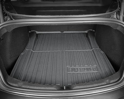 SUPER LINER Tesla Model 3 Floor Mats 2025 2026 2024 | Custom Fit All-Weather 8-Piece Set TPE Material | Tesla Model 3 Highland Floor Mats&Seatback Mats&Cargo Liner, Trunk&Interior Accessories