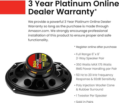 BOSS Audio Systems CH6930 Chaos Series 6 x 9 Inch Car Stereo Door Speakers - 400 Watts Max, 3 Way, Full Range Audio, Tweeters, Coaxial, Sold in Pairs