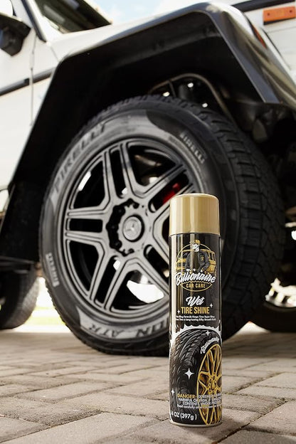 Billionaire Tire Shine - Wet tire Shine 3 Pack Can 14 oz No Sling Formula Long-Lasting Silky Smooth Finish - Spraying Maximum Protection Fast Dry - Car Detailing