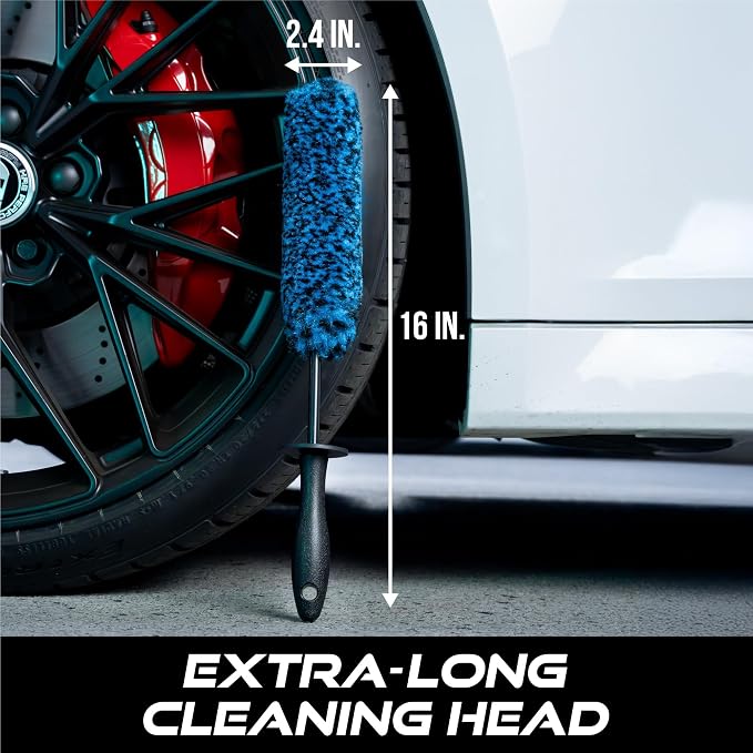 VIKING Wheel Barrel Brush, Cleaning Brush for Wheels and Car Detailing Kit, Regular Diameter, 16 Inch Length, Teal, 1 Pack