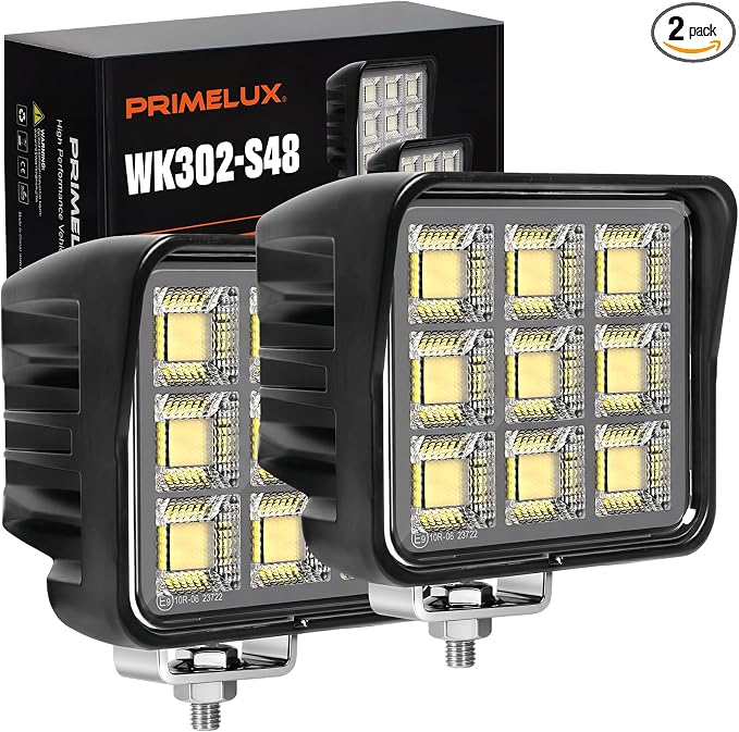 4.8Inch 288W 22000LM LED Tractor Light Bars, IP68 Waterproof Shockproof 12/24V LED Work Lights for Truck, 150° Flood Beam Off Road Light Bar for UTV ATV SXS and Heavy-Duty Equipment, 2PCS