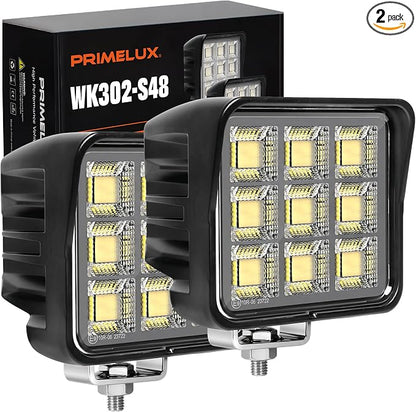 4.8Inch 288W 22000LM LED Tractor Light Bars, IP68 Waterproof Shockproof 12/24V LED Work Lights for Truck, 150° Flood Beam Off Road Light Bar for UTV ATV SXS and Heavy-Duty Equipment, 2PCS