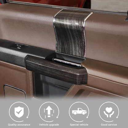 Jimen Compatible with Ford F150 4 Door 2015-2020, 8PCS Inner Door Handle Cover Trim Kits (Black Wood Grain)