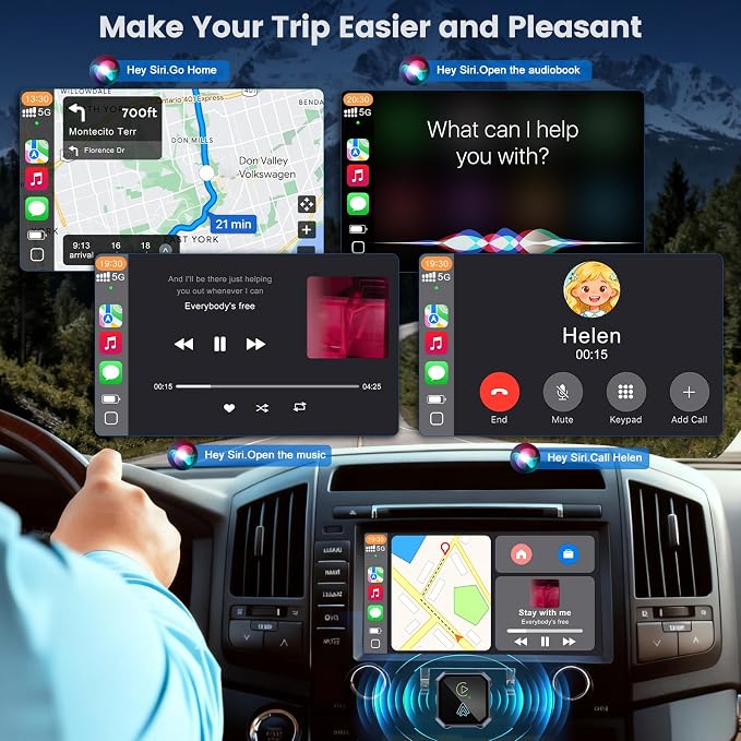2-in-1 Wireless CarPlay Adapter for iPhone & Android Auto – Convert Wired CarPlay to Wireless, Plug & Play, Stable Connection for Daily Driving, USB & USB-C Support (Check Compatibility)