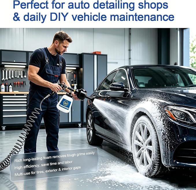 Car Wash Foam Gun,Foam Cannon Car Wash Kit,Car Cleaning Gun, Adjustable Foam Sprayer with Large Capacity Reservoir,Professional Automotive Cleaning Tool Kit for Interior & Exterior Detailing Supplies.