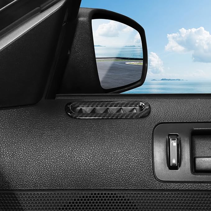 Jimen Compatible with Ford Mustang 2010-2014, Car Interior Door Side AC Vent Outlet Cover Trim (Carbon Fiber)