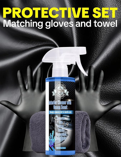 Car Interior Cleaner Spray, Multipurpose Leather Seat Cleaner Upholstery Car Cleaning Kit Auto Dashboard Vinyl Detailing Supplies Kit,Ocean Scent
