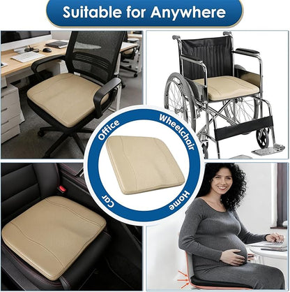 Car Seat Cushion,Thickened Comfort Memory Foam Seat Cushions for Car and Office Chair - Sciatica & Lower Back Pain Relief, Driver Seat Pillow for Auto, Office Chair, Wheelchair Pad-Beige