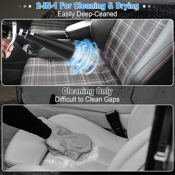 Air Blow Gun Car Detailing Dry Cleaning Gun High Pressure Cleaning Tool, Dryer Blower for Car Surfaces Quickly Blasts Dust, Works with Air Compressor (Black, 2 Set Nozzle)