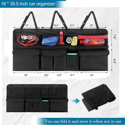Car Trunk Organizer, Upgraded Version Expand Space Hanging Trunk Organizer with Adjustable Straps, Collapsible Waterproof Suv Trunk Organizers, Sturdy Space Saver Frees for SUV, Truck