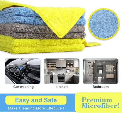 Car Wash Drying Towels, 450gsm Ultra-Thick Absorbent Lint-Free Extra Soft Microfiber Rags for Car Detailing, Interior & Exterior Cleaning Cloths, 16in x 16in - Microfiber, Mixed Colors, 6 Packs