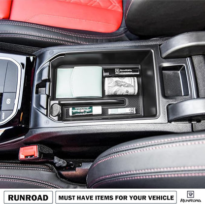 RUNROAD Center Console Organizer Tray Compatible with BMW X3 G01 2018-2024 and for BMW X4 G02 2019-2025 Accessories, Insert Secondary Storage Box Armrest Tray Console Organizer (Black)