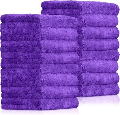 Tallew 15 Pcs 15 Pcs Car Microfiber Towels Buffing Drying Wash Cleaning Cloths Plush Large Towels Thick Care Polishing Detailing Waxing Scratch Proof Towel, 15.75 x 15.75 Inch (Purple)