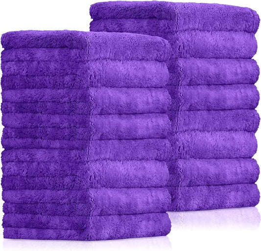 Tallew 15 Pcs 15 Pcs Car Microfiber Towels Buffing Drying Wash Cleaning Cloths Plush Large Towels Thick Care Polishing Detailing Waxing Scratch Proof Towel, 15.75 x 15.75 Inch (Purple)