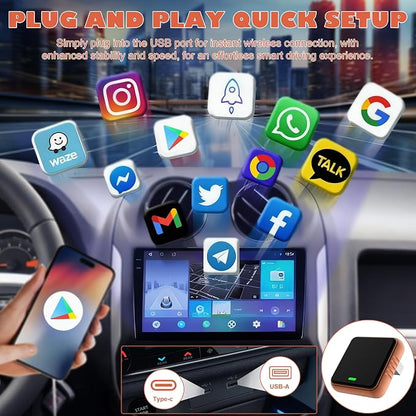 2026 CP030 Wireless CarPlay Adapter,5GHz USB&USB-C CarPlay Dongle,Plug&Play for 2016+ Wired CarPlay Cars,Aluminum Low Heat Auto Connect for iPhone iOS 10+