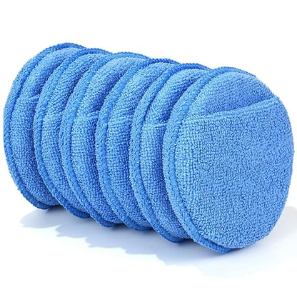 6 Pack Microfiber Wax Applicator Pads, Car Wax Applicator with Finger Pocket, Detail & Polishing Foam Pad for Car Cleaning and Best Polishing (5 inch)