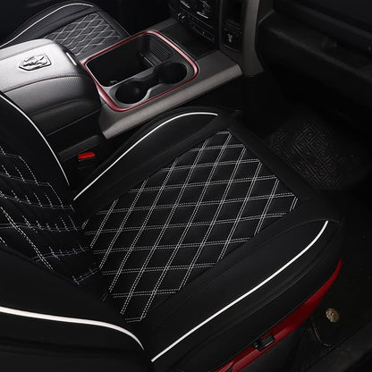 JOJOBAY Car Seat Covers for Dodge Ram,Fit 2009-2025 1500/2500/3500 HD Pick-up Truck,Crew,Regular,Quad,Mega Cab,Waterproof Synthetic Leather Seat Covers(5PCS-Full Set,Black-White)