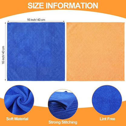 Nuenen 60 Pcs Microfiber Cleaning Cloths for Cars 16 x 16 Inch Ultra Absorbent Car Towels Drying Reusable Cleaning Supplies House Kitchen Window Microfiber Towel (Yellow,Blue)