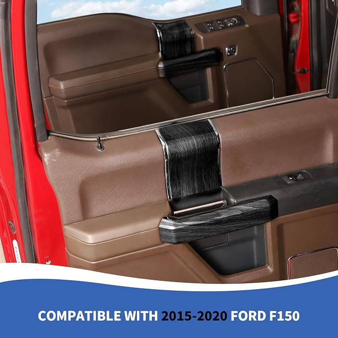 RAZPOY for F150 Inner Door Handles Covers & Door Handle Panel Trim Compatible with 2015-2020 Ford F150 Black Wood Grain Interior Accessories