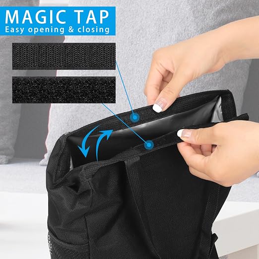 Homelove Hanging Car Trash Can with 4 Storage Pockets, Waterproof Leakproof Oxford Auto Garbage Bag, Adjustable Garbage Bag, Foldable Car Trash Bin Fit for Truck, SUV, Home, Office