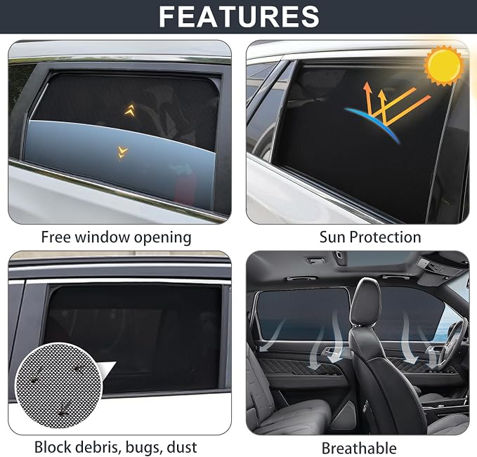 XCBYT Car Window Shades - 4 Pack 2018-2024 Toyota Camry Sunshade Side Window Sun Shade with Breathable Mesh, Insulate Heat and UV Rays, Protect Privacy, Safe Driving for Sleep Camping Breastfeeding