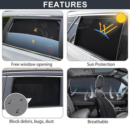 XCBYT 4 Pack 2021-2024 Honda Civic Window Shades with Breathable Mesh Window Covers 99% Sun UV Blackout Keeps Cool Privacy Curtains for Breastfeeding, Napping, Dressing, Camping