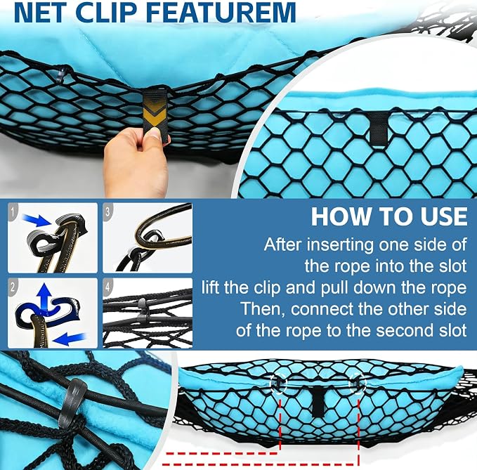 Truck Bed Cargo Net Truck Netting Custom Fit for Dodge Ram 1500 2025 2026-2019 Pickup Tailgate Organizer Net Heavy-Duty Elastic Truck Storage Grocery Mesh Net-Envelope Style