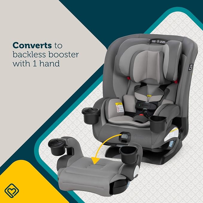 Safety 1st EverSlim 4-in-1 Convertible Car Seat, SecureTech Chest Clip, Ultra-Slim, 4-Mode Infant to Booster, Baby Car Seat, 5-100 lbs, Memory Foam, Fiddlehead