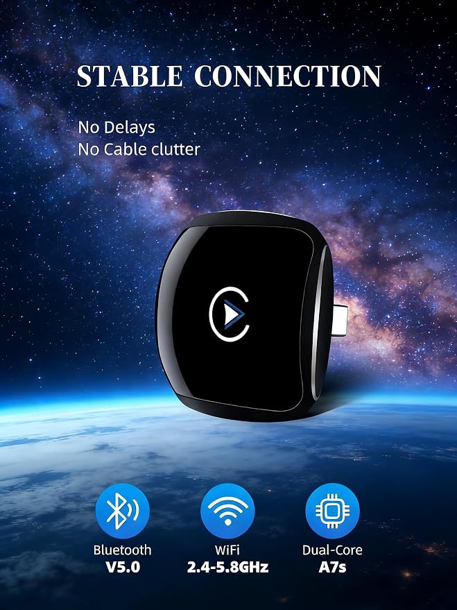 Wireless CarPlay Adapter,Carplay Wireless Adapter for iPhone,Plug and Play,Mini Disign,Stable Connection & No Latency,Fit for Cars with Built-in CarPlay