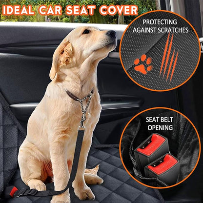 Yuntec Dog Car Seat Cover, Back Seat Cover for Dogs Pet Car Seat Protector Waterproof Rear Seat Cover Durable Car Seat Cover, fits Middle Armrest for Most Cars SUVs Trucks (53” Width)- Black