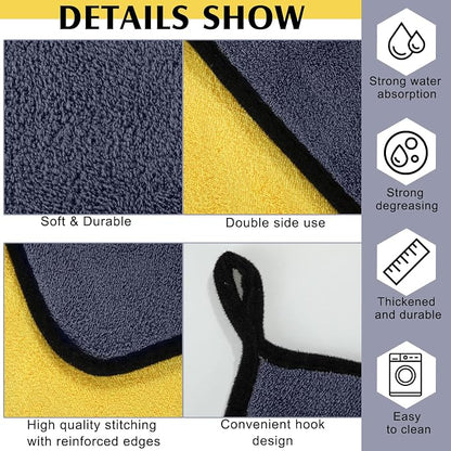 Nuenen 20 Pcs Microfiber Car Drying Towels Microfiber Cleaning Cloth 800 GSM Thick Plush Cleaning Dusting Cloth Auto Detailing Absorbent Towels Rags for Car Household Kitchen Window(Grey and Yellow)