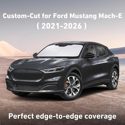EcoNour Windshield Sunshade Compatible for Ford Mustang Mach-E 2021-2024 2025 2026, Sun Visor for Front Windshield & Window Sun Shade Cover, UV Heat Blocker & Protector, Car Accessories