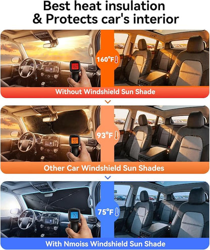 Nmoiss Windshield Sun Shade Umbrella Custom Fit for Toyota 4Runner 2010-2026 Accessories, [Vinyl Coating Heat Shield] Protect Car from Sun Rays & Heat Damage Keep Cool and Protect Interior