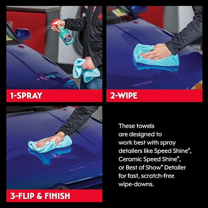 Griot's Garage PFM Edgeless Detailing Towels for Car Cleaning and Detailing, Scratch-Free, Machine-Washable, Small, 16” x 9”, Set of 3, 55527