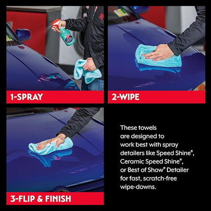 Griot's Garage PFM Edgeless Detailing Towels for Car Cleaning and Detailing, Scratch-Free, Machine-Washable, Small, 16” x 9”, Set of 3, 55527