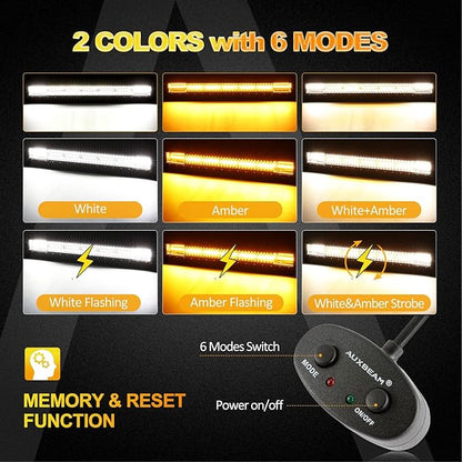 Auxbeam LED Light Bar 30 Inch, 180W 6 Modes Strobe Lights Amber White Flood Spot Combo Flashing Fog Driving Work Light for Car Jeep Off Road SUV UTV ATV Pickup Truck with 10FT Wiring Harness