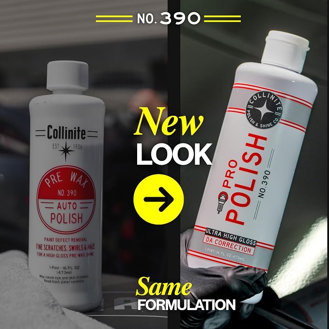 Collinite 390 Machine Polish 16 fl oz - Removes Swirls, Fine Scratches, Compound Haze, Wash Marks/High Gloss & Mirror Finish/DA Use on Cars, Trucks