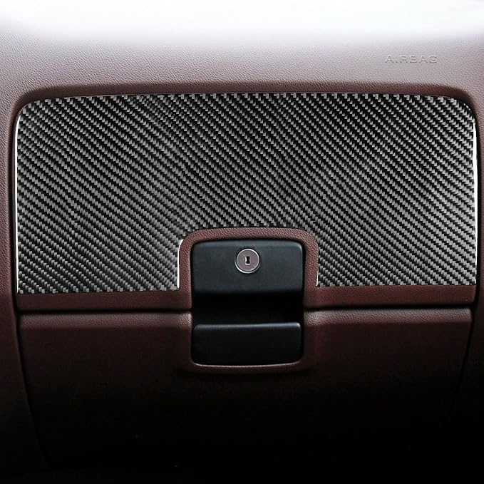 Real Carbon Fiber Fit for Chevy Silverado/GMC Sierra 1500 2014-2018 for 2500/3500HD 2015-2019 Car Co-Pilot Glove Box Panel Trim Dash Decals Sticker Decor Auto Interior Accessories Cover Black