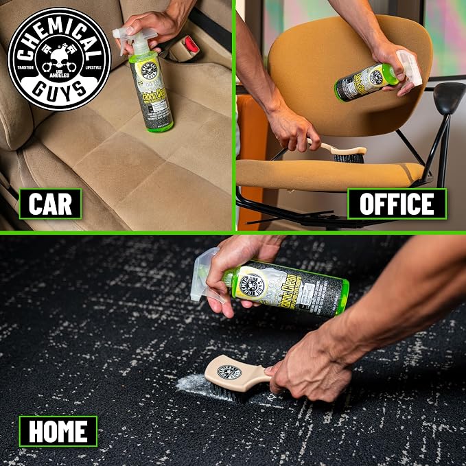 Chemical Guys Sprayable Citrus Fabric Clean Carpet & Upholstery Cleaner (Car Carpets, Seats & Floor Mats), 16 fl oz, Citrus Scent + Induro 7 Heavy Duty Nifty Interior Brush - HOL463