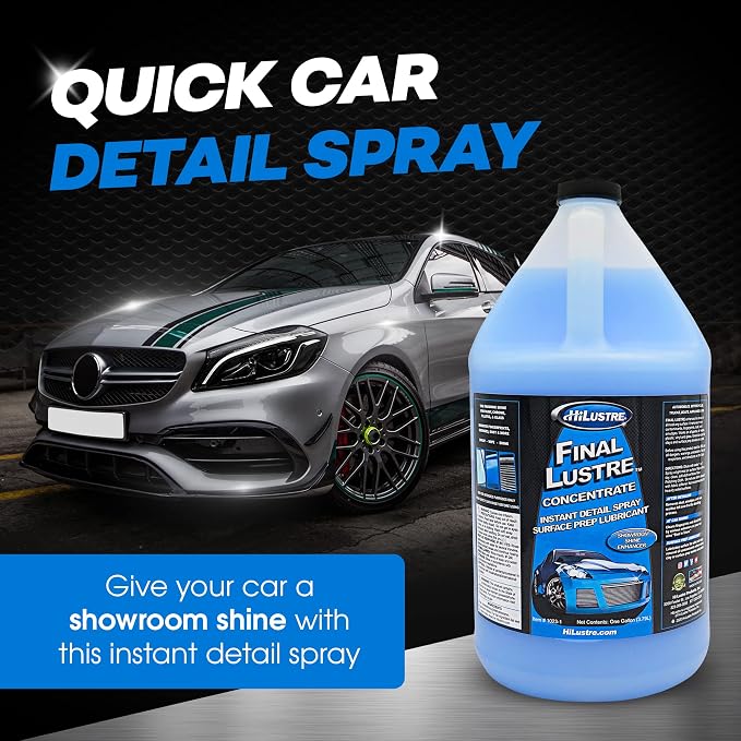 Final Lustre Concentrate, Quick Detailer Solution to Remove Dust and Dirt, Streak and Residue-Free Car Spray, Quick Detailer Spray for Clay Bar and Polishing Pad, Grape Scent, 1 Gallon
