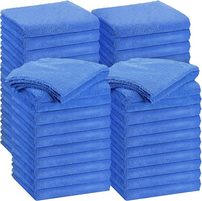 Shimeyao 30 Pcs 12 x 16 Inch Edgeless Microfiber Plush Towels for Cars Detailing Drying Wash Polishing Absorbent Cleaning Cloths, 500 GSM (Dark Blue)