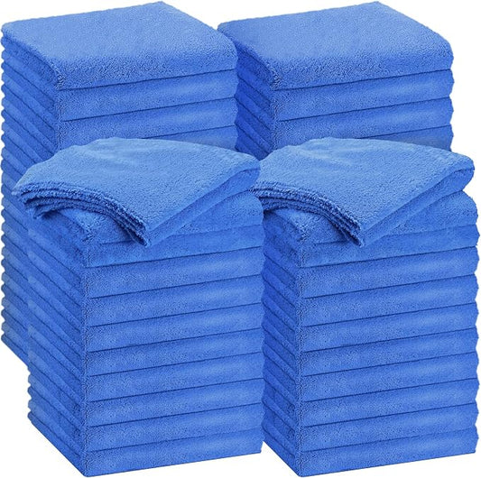 Shimeyao 30 Pcs 12 x 16 Inch Edgeless Microfiber Plush Towels for Cars Detailing Drying Wash Polishing Absorbent Cleaning Cloths, 500 GSM (Dark Blue)