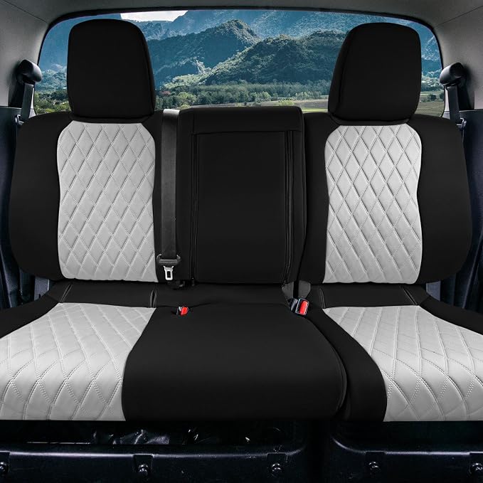FH Group Custom Fit Car Seat Covers Specifically Made for 2022-2026 Nissan Frontier, Rear Set Gray Ultraflex Neoprene Waterproof Automotive Seat Covers for Pickup Truck, Nissan Accessories
