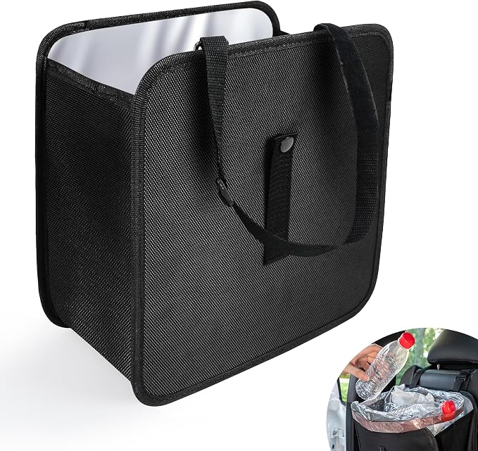 Amiss Foldable Car Trash Can, Collapsible Garbage Bin for Automotive, Hanging Waterproof Leakproof Storage Bag, 3.9 Gallon