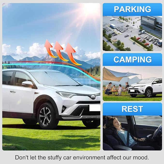 for 2013-2018 Toyota RAV4 Windshield Sun Shade Front Window Shade Custom Fit RAV4 Accessories LE, XLE, Premium, XSE, Limited, SE, TRD Off-Road Sun Visor Protector Foldable Blocks UV Rays