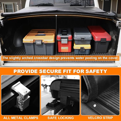 RHOBRA Soft Roll-Up Truck Bed Tonneau Cover Compatible with 2016-2023 Toyota Tacoma 6ft Bed (Excl. Trail Edition) | 26.5oz Heavy-Duty Vinyl | Weather Resistant Bed Cover for Pickup Truck | No-Drill