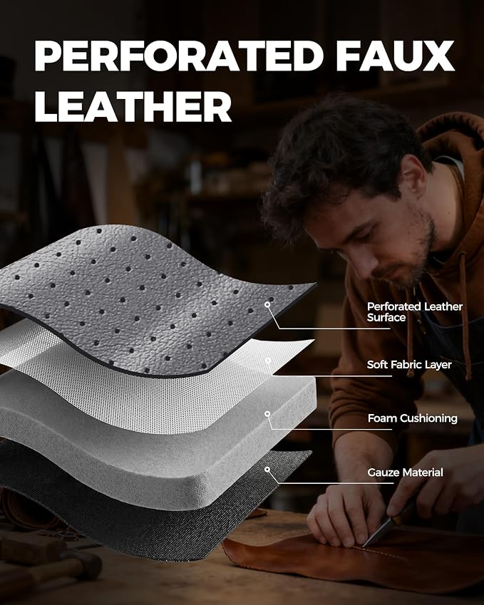 FREESOO Universal Front Seat Covers, Waterproof Faux Leather Automotive Seat Covers with Carbon Fiber Texture Seat Belt Pads, Anti-Slip Airbag Compatible Car Seat Protectors for Cars SUVs Trucks