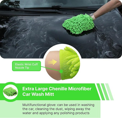7-in-1 Car Detailing Kit - Powerful Multi-Purpose Complete Auto Cleaning Set with Telescopic Mop, Microfiber Mitt, Towel, Wheel & Interior Brushes