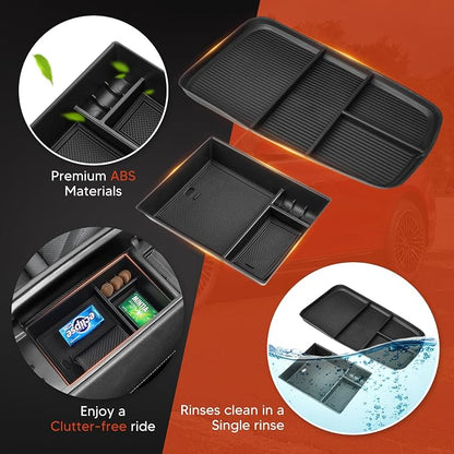 Sunsdrew 2025 Upgraded 2PCS Mercedes-Benz EQS Center Console Organizer&Lower Center Console Tray for 2023 2024 2025 Mercedes Benz EQS Interior Accessories Anti-Slip